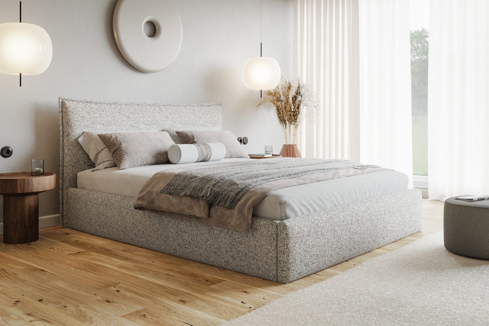 Čalúnená manželská posteľ s úložným priestorom SLIM 14 - striebornosivá | 180×200