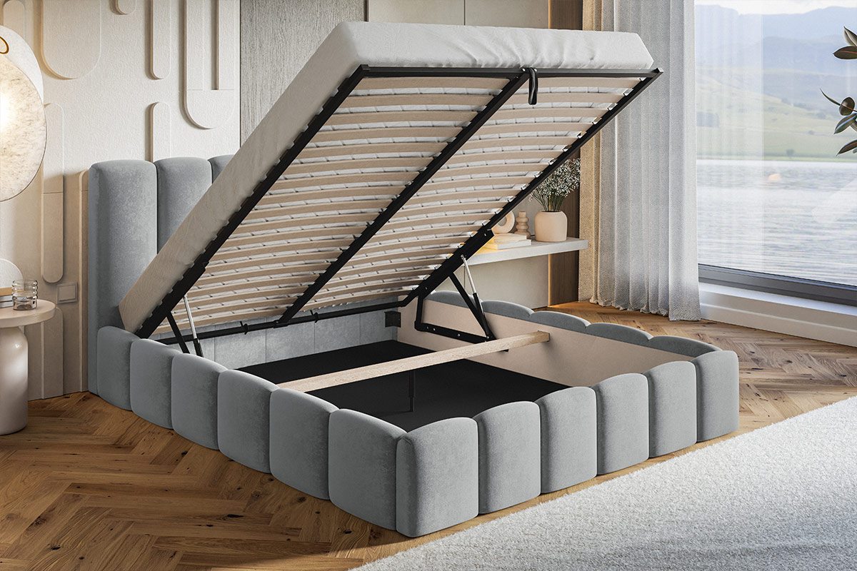 Čalúnená manželská posteľ s úložným priestorom SLIM 11 - teplá béžová | 160×200
