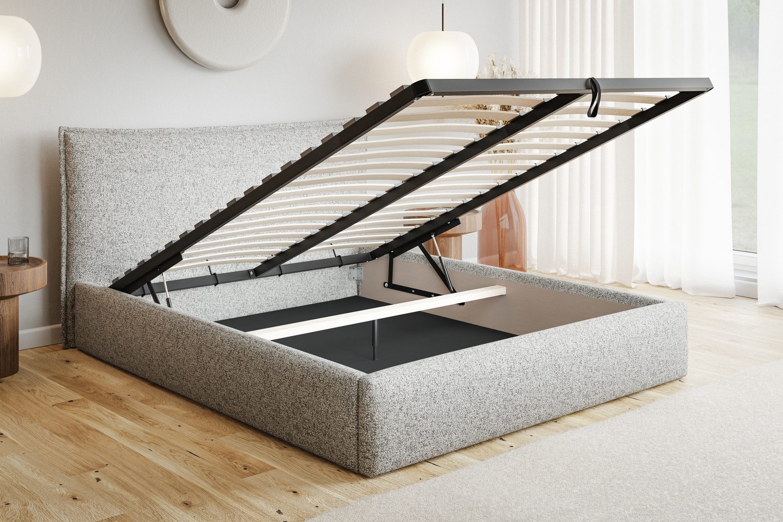 Čalúnená manželská posteľ s úložným priestorom SLIM 14 - striebornosivá | 180×200